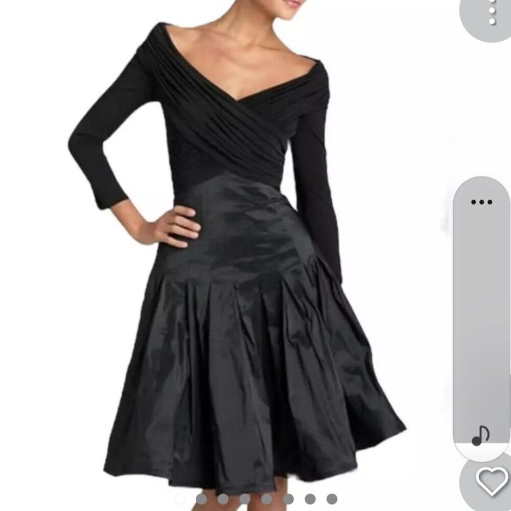 Tadashi Formal Black Taffeta Silk Blend Dress 2P